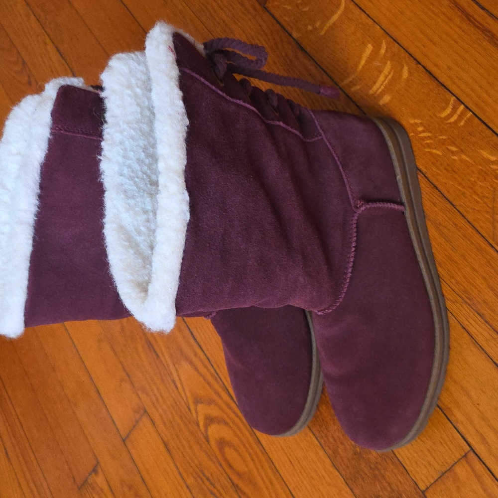 Women's Wine Color Suede Boots